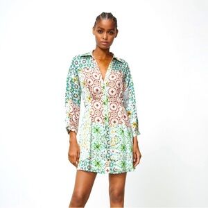 Zara Multicolored Printed Mini Shirt Dress